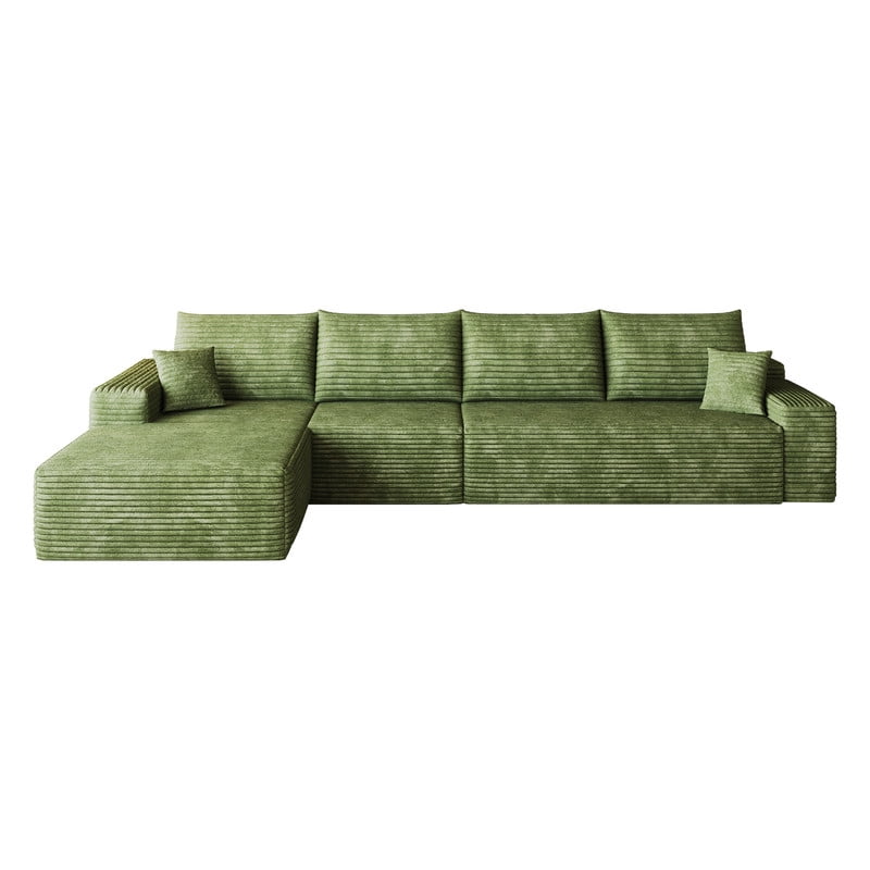 135" Cloud Sectional Sofa with Left Facing Chaise, Modern Modular Deep Seat Couch, Plush Corduroy Upholstered Sofa for Living Room, Bedroom, Apartment, No Assembly Required