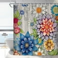 thumbnail image 3 of Boho Floral Shower Curtain Bright Colorful Blossom Mandala Flower Bathroom Curtains Beautiful Vintage Garden Nature Botanical Bathtub Decor Include Hooks 84 x 70 in, 3 of 6