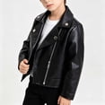 thumbnail image 3 of ShomPort Toddler Little Boys Leather Jackets Zip up Long Sleeve Biker Jackets Outerwear Coat 2-8 Years, 3 of 6