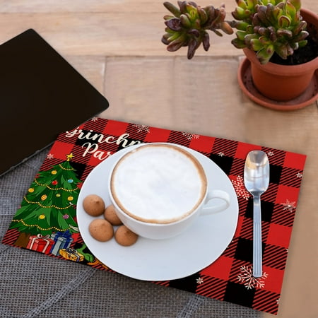 

Grinch Christmas Blanket Christmas Series Creative Printed Meal Mat Cartoon Elderly Table Mat Christmas Tablecloth Mat Xmas_#B 099I