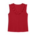 thumbnail image 6 of Rhuody Women'S Tops V Neck Tank Tops Summer Loose Fit Solid Color Ruffle Blouse Womens Clothes Red, 6 of 6
