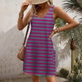 thumbnail image 3 of RYDCOT Sleeveless Summer Dresses for Women 2024 Boho Beach Dress Striped T-Shirts Dress V Neck Loose Tank Dresses with Pockets Sale Hot Pink, 3 of 4