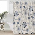 thumbnail image 4 of Abstract Ethnic Flower Bathroom Shower Curtains with Hooks, Vintage Blue Pattern Waterproof Fabric Washable Shower Curtain for Home Hotel Bathtub Decor 72x72 Inch, 4 of 7
