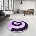 thumbnail image 4 of Ahgly Tapis Rond Lavable en Machine Intérieur Transitionnel Fleur Rose, 5 Pieds Rond, 4 of 7