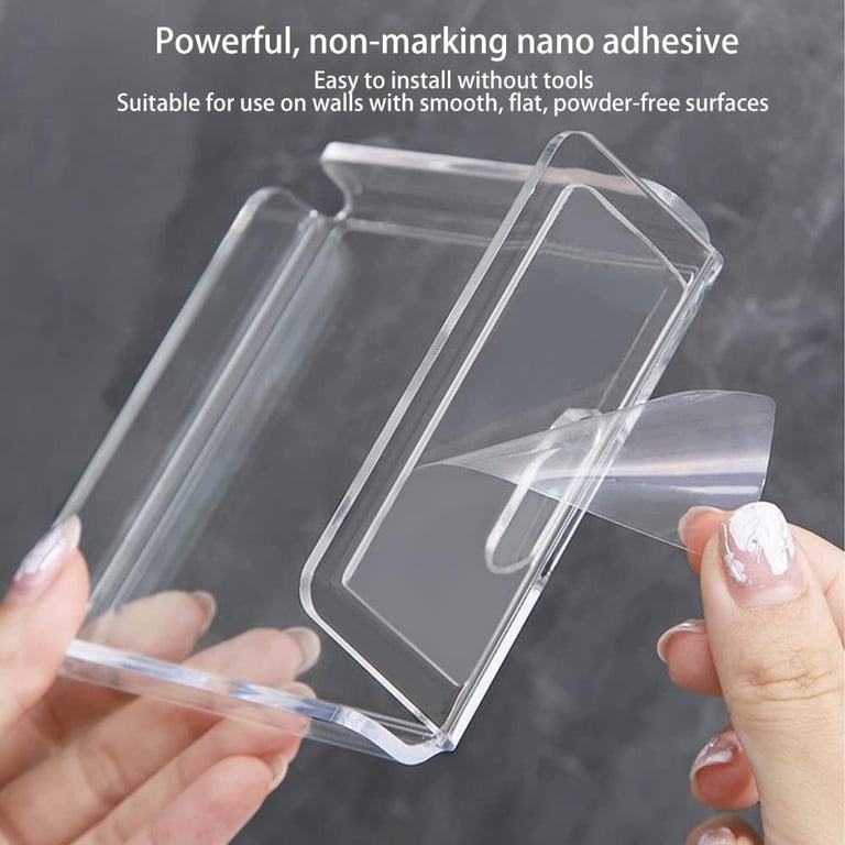 2-Pack Adhesive Wall Shelves – Acrylic Clear Mount Organizer With Self-Adhesive Tape, No-Drill Storage For Bathroom, Kitchen, Bedroom, Living Room (32 X 11 X 8.5 Cm)