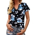 thumbnail image 6 of Mifsaly Floral Print Tops Women V-Neck Short Sleeve Cotton Tops Elegant Garden Party Summer Beach Vacation Blouses XXL, 6 of 6
