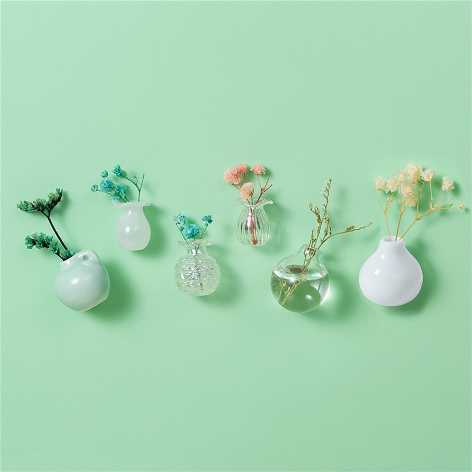 kjfeif 12PCS Mini Vase Magnets, Mini Ceramic Vase Refrigerator Magnets, 3D Ceramic Flower Vase Cute Plant Vase Fridge Magnets Kitchen, Office Decoration