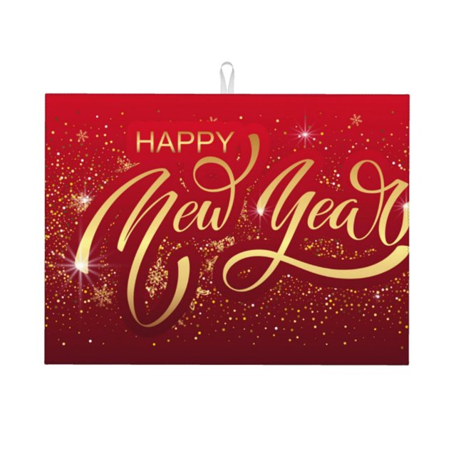 Balery Happy New Year2 Alfombrilla de Secado para Cocina, 18x24 Pulgadas, Súper Absorbente para Platos y Encimeras