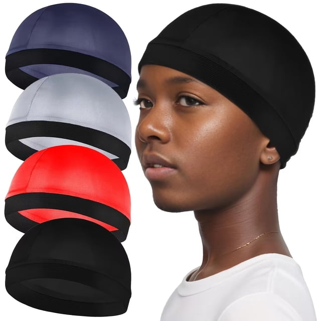 6 gorras onduladas para hombres, gorras con banda elástica, ondas, satén suave y transpirable, unisex, adultos, niños, sombreros de ducha, 9,45 × 7,01 × 0,2 pulgadas