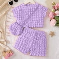 thumbnail image 2 of Toddler Girl Outfits Summer Toddler Cute Round Neck Sleeve Top Bag Set Playwear Daily Wear Summer Baby Girl Clothes Purple 5 Years-7 Years, 2 of 7