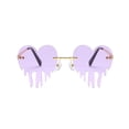 thumbnail image 2 of Melting Heart Sunglasses for Women Men, Rimless Irregular Metal Sun Glasses, Dripping Heart Shape Colorful Bling Eyewear for Party, Prom, UV Protection Glasses Lunettes de Soleil Eyewear, Purple, 2 of 7