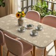 thumbnail image 3 of Beige Floral Table Cloths for 4 Foot Rectangle Tables, Vintage Spring Botanical Flowers Patio Waterproof Elastic Fitted Tablecloths, Washable Rectangular Table Cover for Camping, 3 of 8