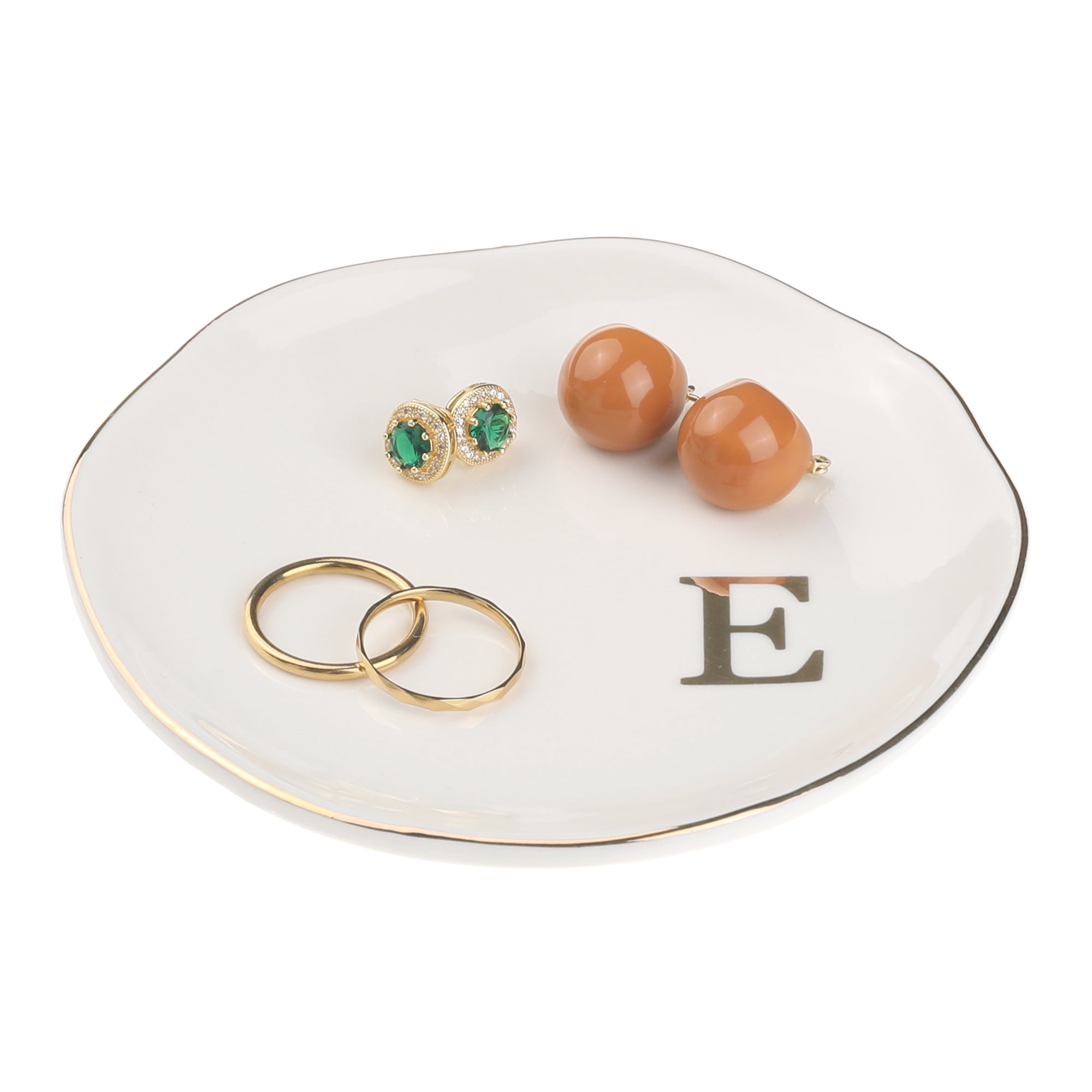 Unique Bargains Ceramic Jewelry Tray Decorative Trinket Dish Gifts Jewelry Boxes White-E