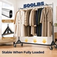 thumbnail image 6 of HOKEEPER Heavy Duty Commercial Z Base Garment Rack, 500 lbs Capacity Steel Clothing Display Rack with 2 Display Arms, Adjustable Height 60"-72", Transparent Dust Cover for Store & Home, Silver, 6 of 10