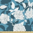 thumbnail image 1 of Flower Fabric by the Yard, Botany Pattern with Monochrome Abstract Rose Silhouettes, Upholstery Fabric for Dining Chairs Home Decor Accents, Petrol Blue Sea Blue by Ambesonne, 1 of 5
