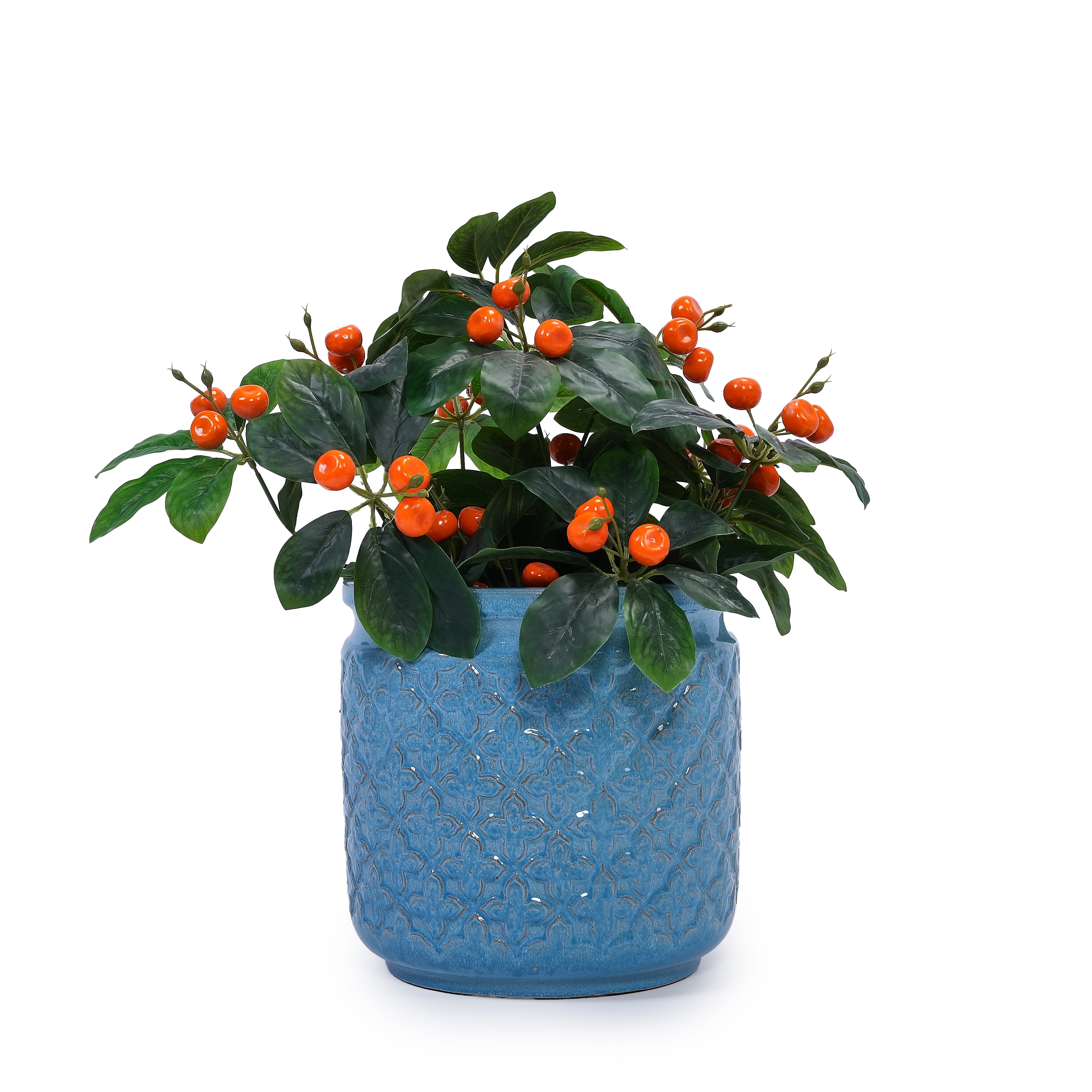 MAYEERTY 3 Pack Ceramic Plant Pots, Planter for Indoor Outdoor Patio, Garden, Blue