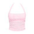 thumbnail image 4 of TEAJOPSUU Summer Cami Tops for Women Lightweight Halter Neck Sleeveless Spaghetti Strap Camisole Tops Form Fitting Eyelet Cropped Tank Tops Blouses Pink, 4 of 6