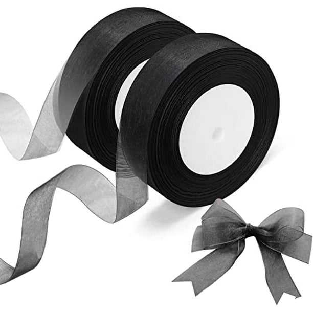 ShenMo 2 Rolls Organza Ribbon (Black Ribbon), Clear Chiffon Ribbon, Each  20mm x 45m, Used for DIY, Gift Wrapping Ribbon, Birthday Party Ribbon  Decoration 