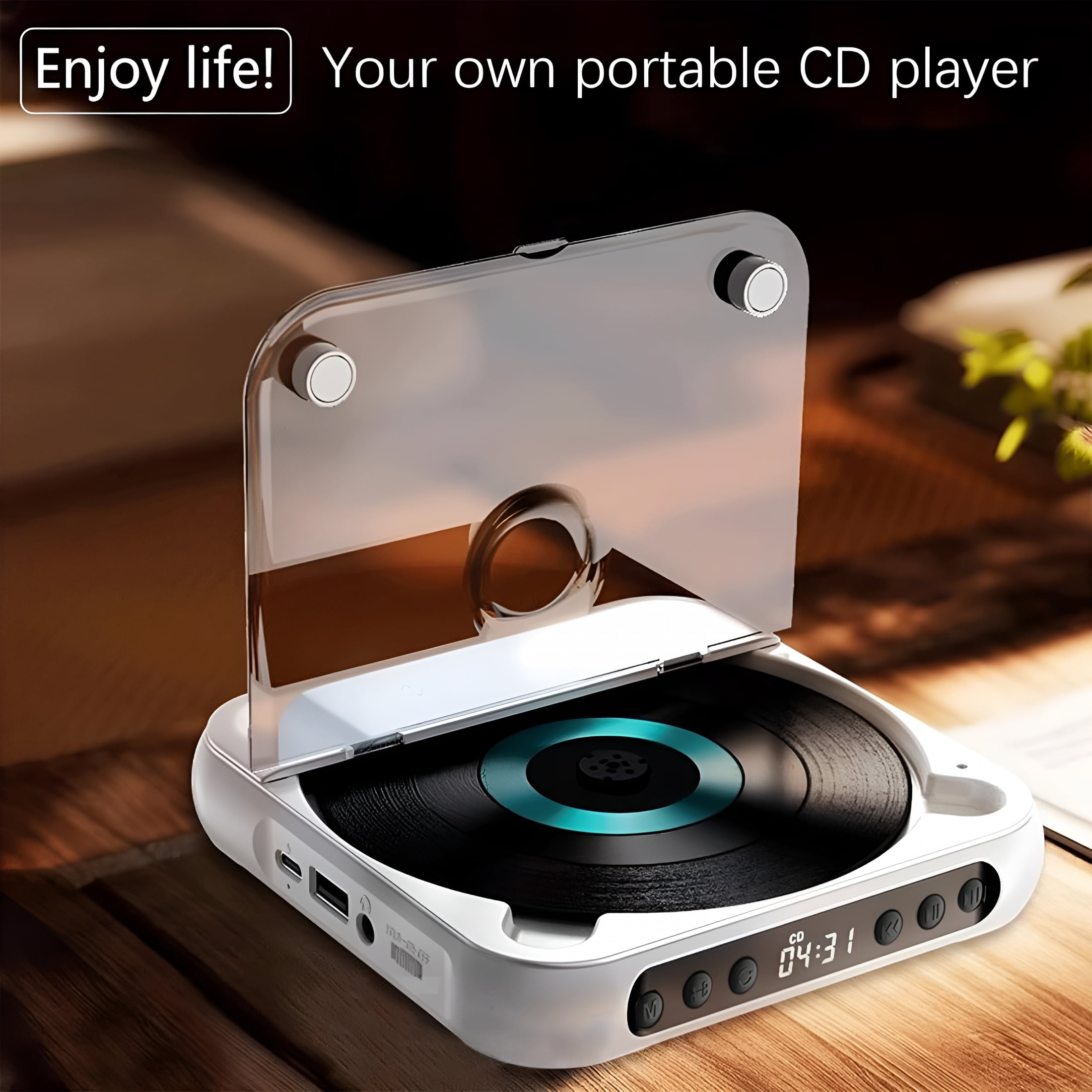GJX 2026 New Retro Wireless Cd Player with Bluetooth Speaker | Portable Rechargeable Boombox for Car,Travel&Home | Anti-Shock,Play Cds/Usb/Sd/Fm Radio,Long Battery Life