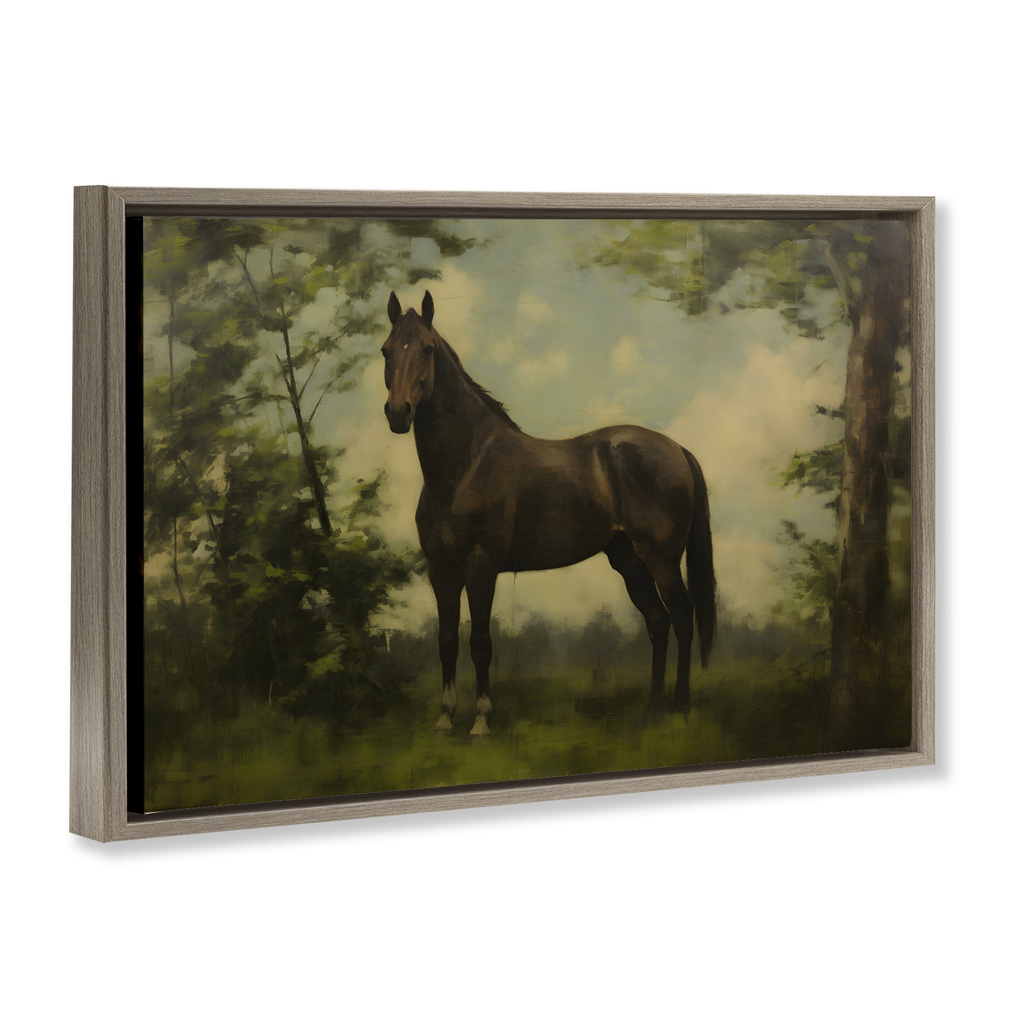 Stupell Industries Forest Horse Portrait Brown Framed Floater Canvas Wall Art, design by Petal Prints Design