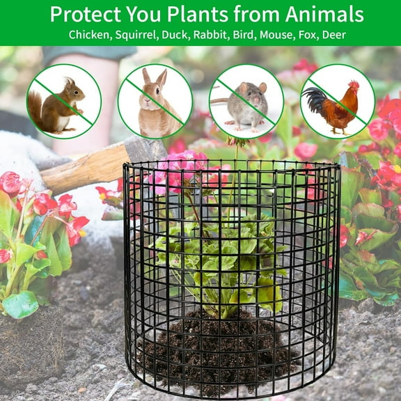 18Pcs Plant Protectors from Animals,13.5" Dia X 14.3" H Metal Plant Cages for Outdoor Plants Plant Cage & Supports Keep Animal Out Garden Wire Mesh Protection from Rabbit Chicken Squirrel Tree Flower