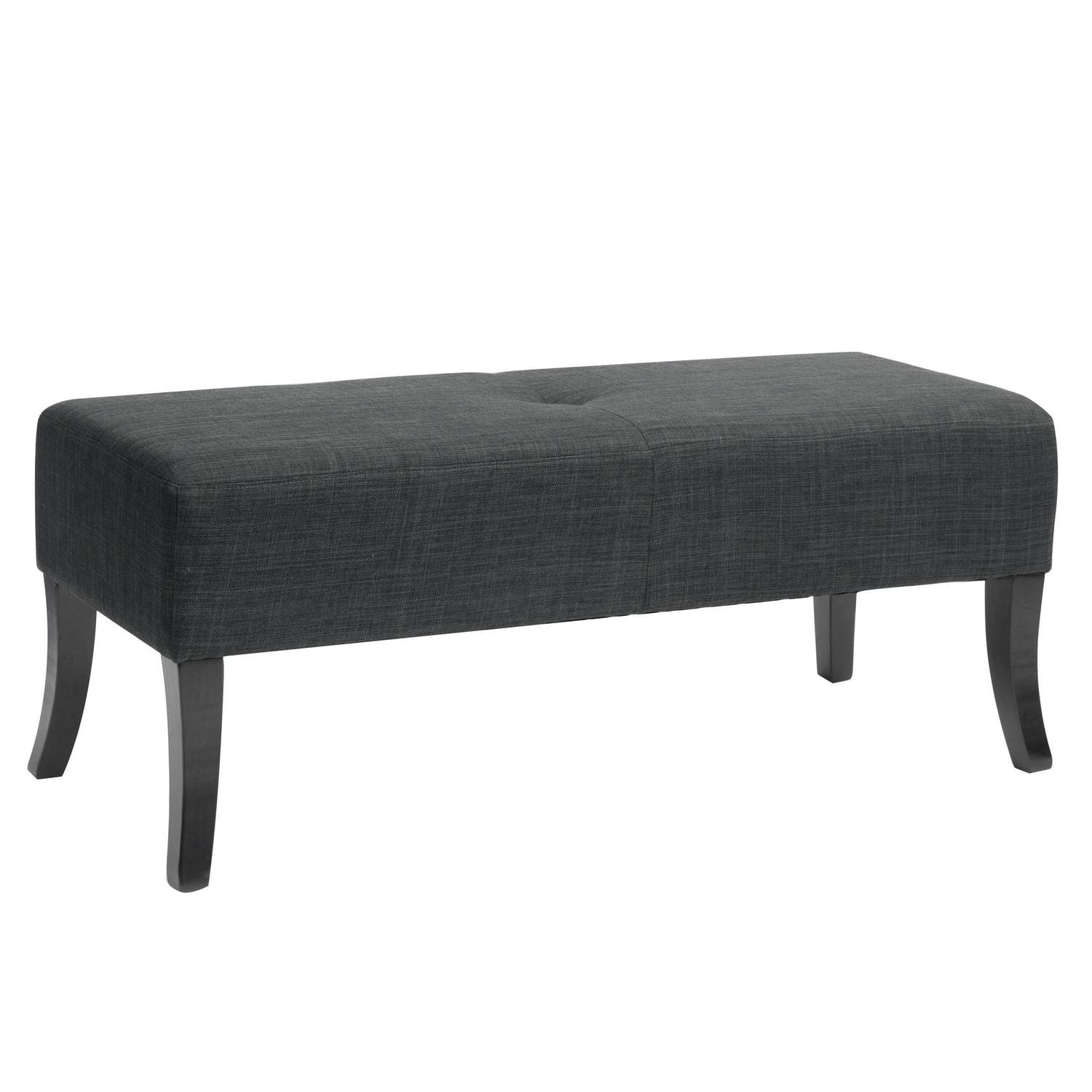 CorLiving Antonio 46" Wide Fabric Upholstered Indoor Bench with Curved Wood Legs, Dark Grey