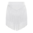 thumbnail image 4 of TiaoBug Women Tassel Latin Dance Skirt Irregular Hem Length Fringe Salsa Tango Rumba Dancewear White XL, 4 of 6