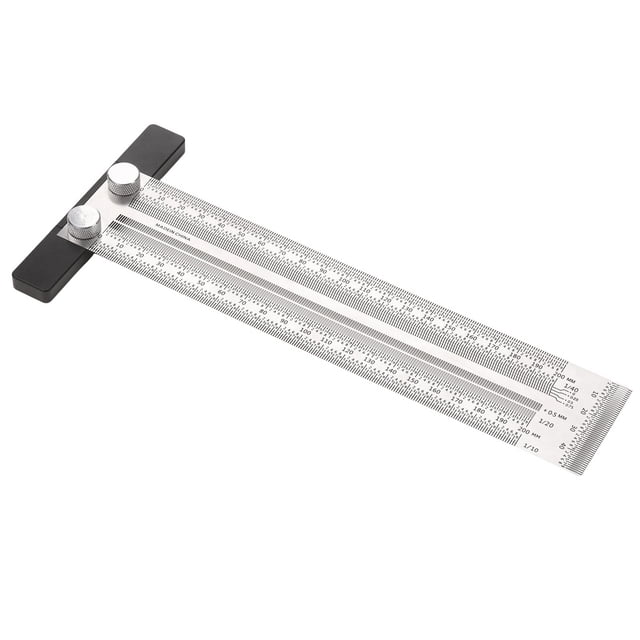 High-Precision Scale Ruler Marking Ruler T-Type Hole Ruler Right Angle Ruler Multifunctional Stainless Woodworking Scribing Mark Line Gauge Carpenter Measuring Tool