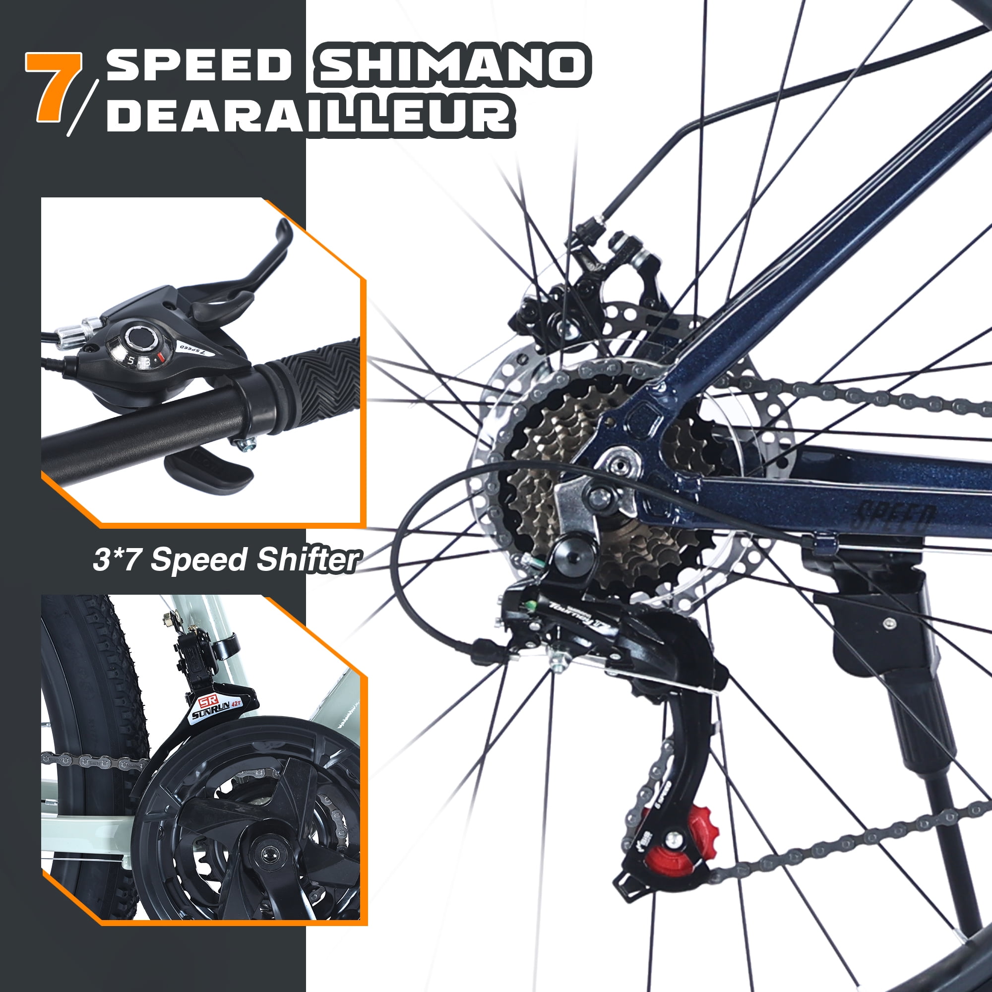 Aukfa 27.5" Aluminum Mountain Bike, 21-Speed MTB with Dual Disc Brakes & Suspension for Men & Women,Blue