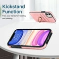 thumbnail image 5 of Allytech Finger Ring Wallet Case for iPhone 11 with Card Slots, PU Leather Minimalist Ring Stand Case Slim Protective Cover for Apple iPhone 11,Pink, 5 of 8