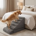thumbnail image 5 of 30 inch Height Dog Stairs/Steps for High Beds up to 30-36 inches, 30D Foam Dog Ladder for Large Dogs, Non-Slip Dog Ramp, Pet Steps for Small Dogs/Old Pets, Grey, 5 of 7