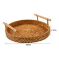 thumbnail image 2 of Kitecy Round Rattan Tray with Handles,Decorative Woven Wicker Serving Basket for Coffee Table, Breakfast, Cheese Board - Boho Home Decor,Gold, 2 of 2