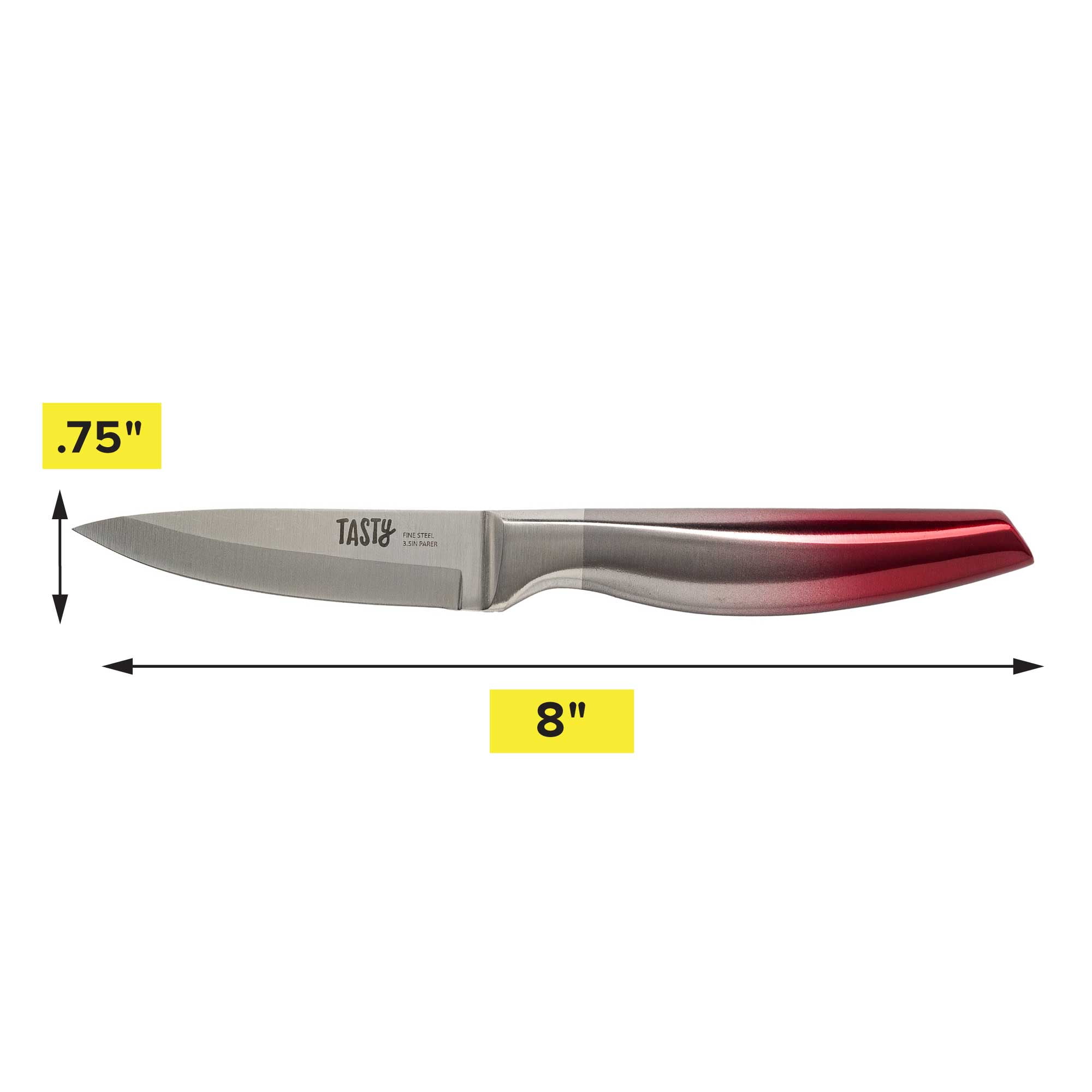 Tasty Stainless Steel Chef Knife Cutlery Set with Shears, Red, 4
