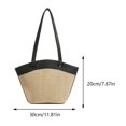 thumbnail image 2 of Bolso de mano tejido de paja para mujer, bolsos de playa trenzados de verano, bolso de mano de gran capacidad con asa superior, bolso de mano Vintage de retazos para ir de compras, 2 of 8