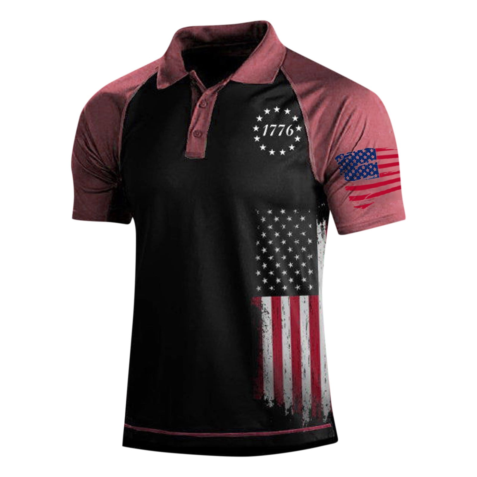 Hanas Short Sleeved Polo Shirts for Men, American Patriotic Flag Shirt ...
