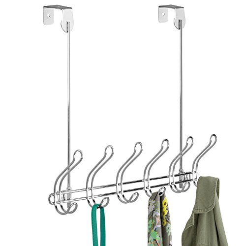Robes Hats InterDesign Classico Over Door Organizer Hooks for Coats Clothes or Towels Chrome 2 Dual Hooks 