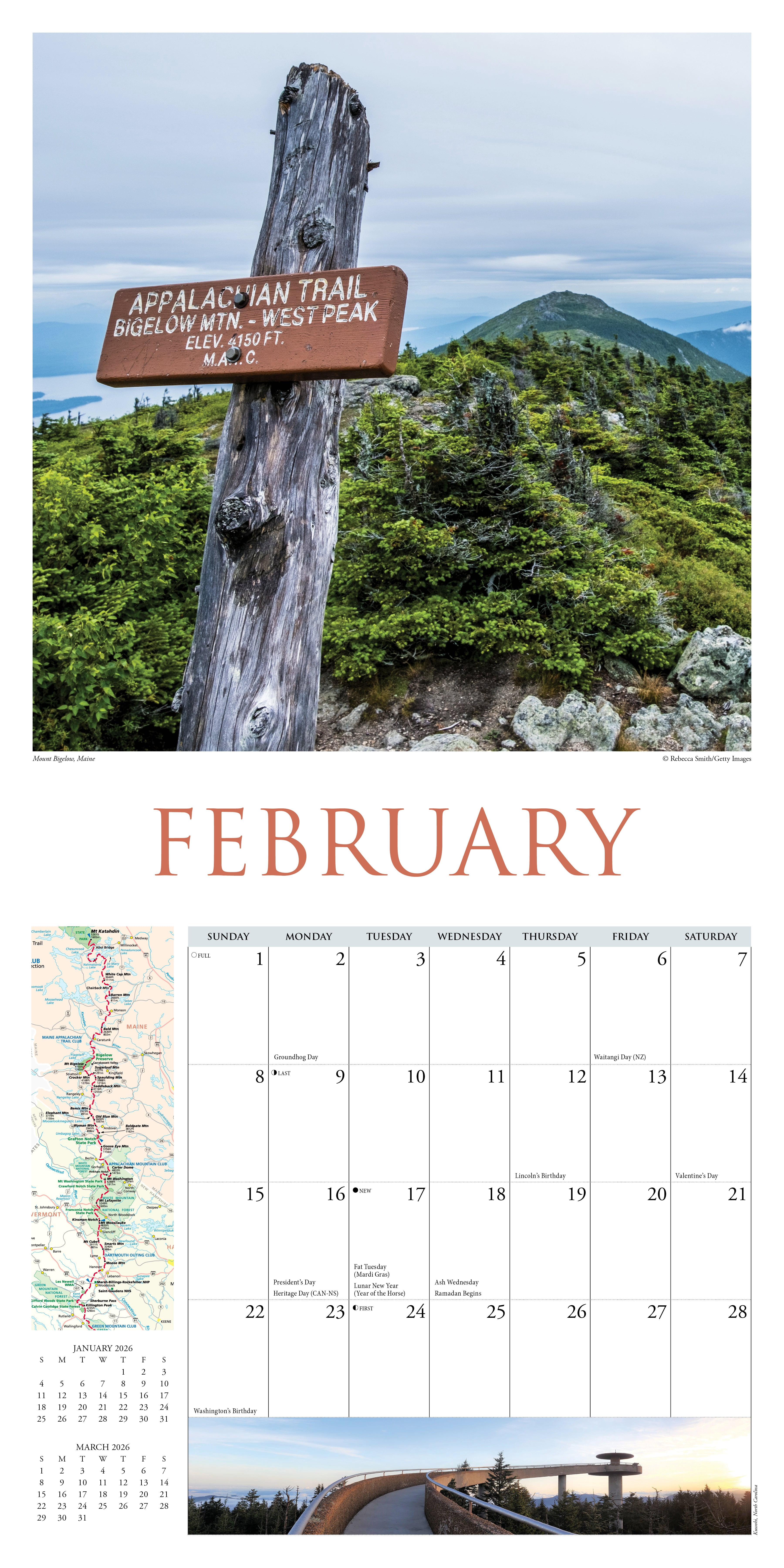 Appalachian Trail 2026 Wall Calendar, (Paperback)