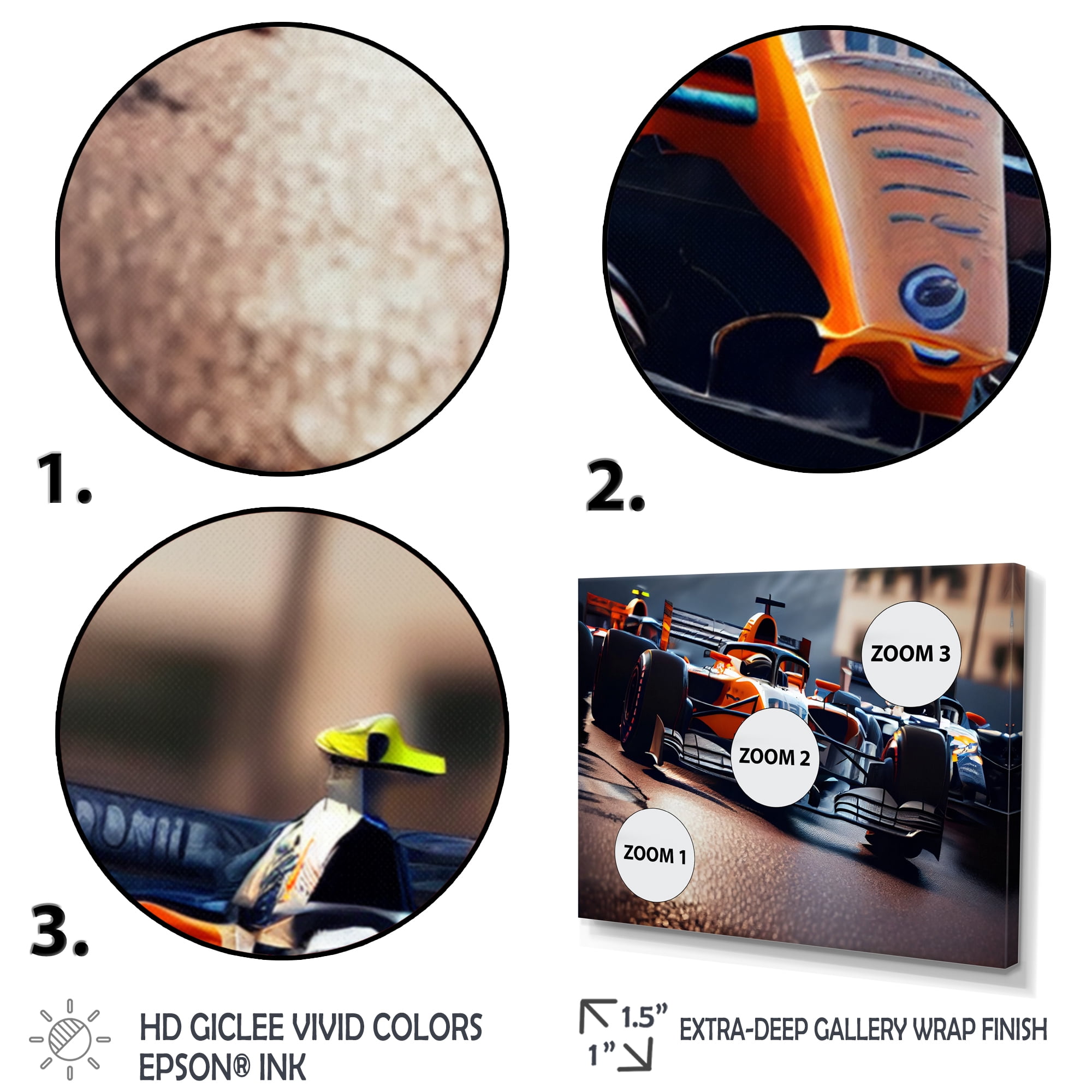 Designart Formula Car Racing III Canvas Wall Art