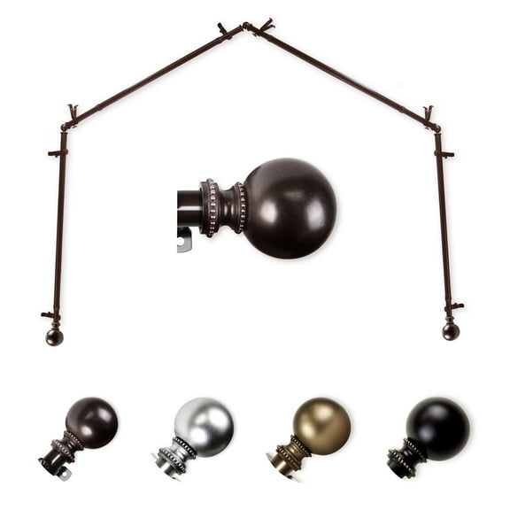 Domovina Elias 13/16" 4-Sided Bay Window Curtain Rod-Color:Cocoa,Size:112-192"