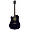 Jameson Guitars Black Left Handed Thinline Full Size Acoustic Electric Guitar With Case And Picks