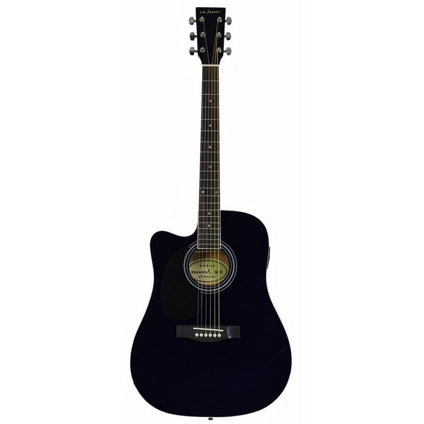 Jameson Guitars Black Left Handed Thinline Full Size Acoustic Electric