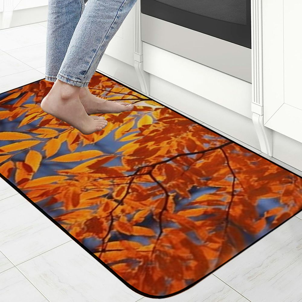 Qinduosi Decorative Door Mat, Door Mat with Non-Slip Rubber Backing, Easy Cleaning, Traps Dirt, Rug for Entry, Patio, Garage - Yellow Leaves Autumnal Leaves Red Huang Green   19.68*47.24 in