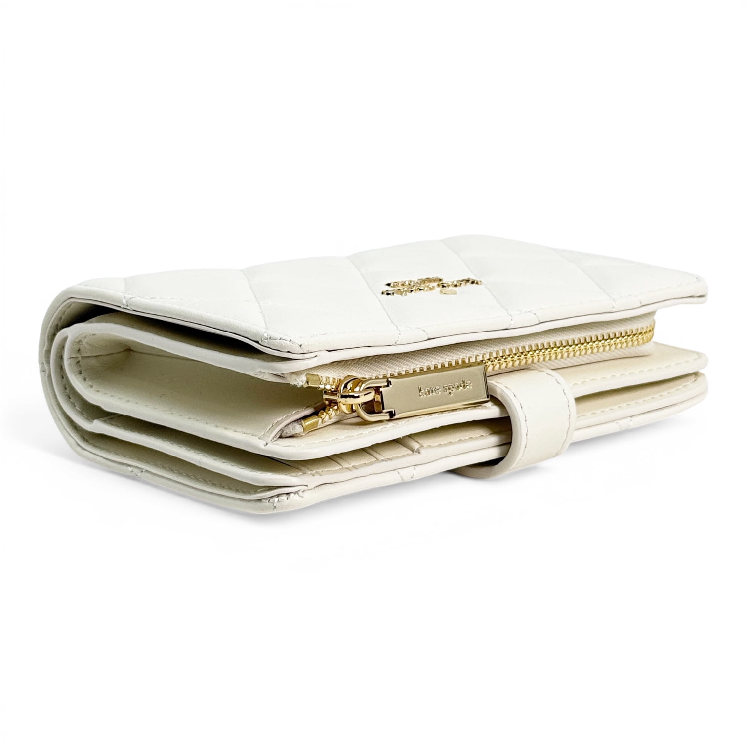 Kate Spade New York Women's Medium Bifold Quilted Leather Wallet (Meringue)