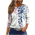 thumbnail image 5 of MaFYtyTPR Women 3/4 Sleeves Casual Shirts Pullover Loose Tunic Tops Floral Print Blouse 2025 A-Navy S, 5 of 5