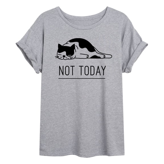 Instant Message - Not Today Cat - Juniors Oversized Graphic T-shirt