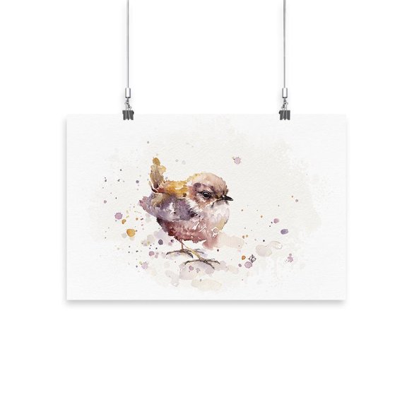 Artshine Fluffy Le Wren Watercolor Poster - Sillier Than Sally Designs, Poster Print 24 x 36 in