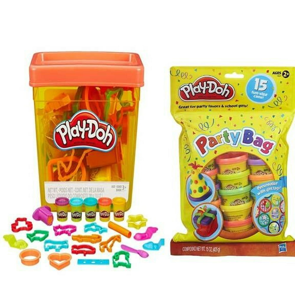 PlayDoh Fun Tub + PlayDoh 15 colorful Dough Cans Party Bag + Stickers Set