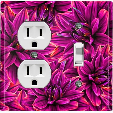Metal Light Switch Plate Outlet Cover Elegant Vintage Violet Flower Blossom