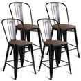 thumbnail image 1 of Costway Copper Set of 4 Metal Wood Counter Stool Kitchen Dining Bar Chairs Rustic, 1 of 10