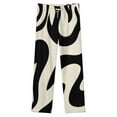 thumbnail image 4 of Abstract Black White Swirls Design Winter Female Pants Flannel High Waist Women Pants Lady Warm Straight Leg Plush Trousers, 4 of 7